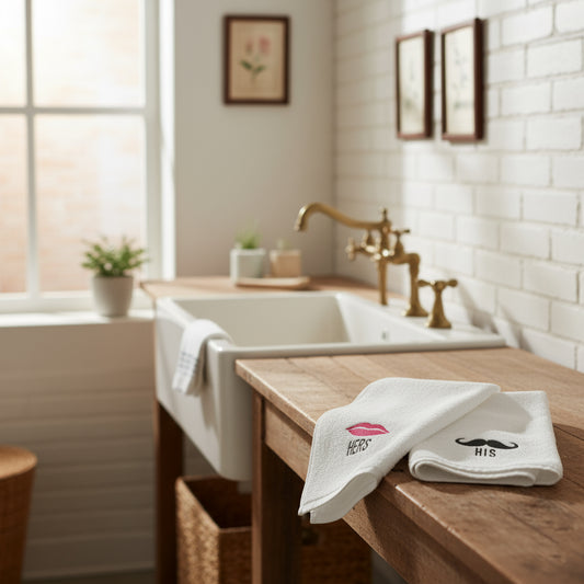 Luxury Her Lips His Mustache Hand Towel Set UAE | 600 GSM Cotton Dubai