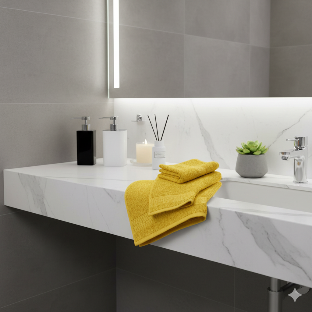 مجموعة مناشف وجه قطن أصفر نرجسي 24 قطعة - جودة فندقية دبي الإمارات | Daffodil Yellow Cotton Face Towel Set 24 Pack - Hotel Quality Dubai UAE
