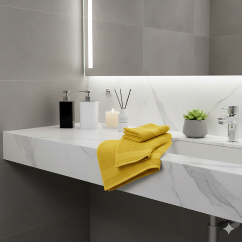 مجموعة مناشف وجه قطن أصفر نرجسي 24 قطعة - جودة فندقية دبي الإمارات | Daffodil Yellow Cotton Face Towel Set 24 Pack - Hotel Quality Dubai UAE