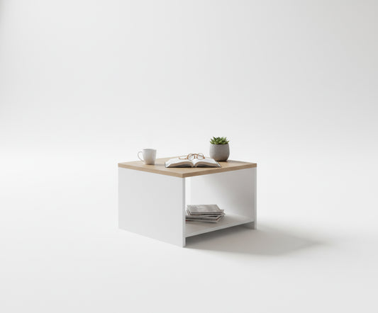 INFINI HOMES Coffee Table UAE - Model BX03-CT40 Oak White 60x60cm Dubai Abu Dhabi Sharjah