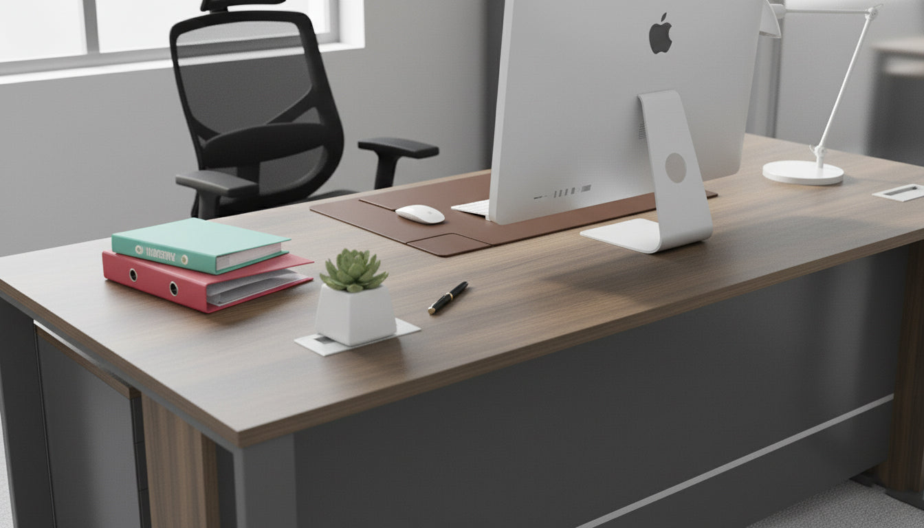 Office Desk 160x80cm with Metal Legs & Pedestal Drawer - Walnut Grey | Dubai UAE