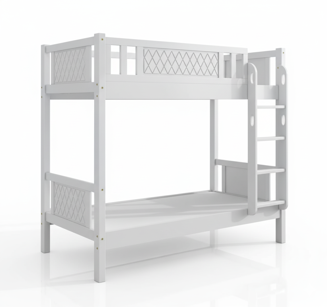 Wooden Bunk Bed for Kids & Teens UAE | Heavy Duty Bunk Bed Frame with Ladder & Safety Guardrail 0.9M