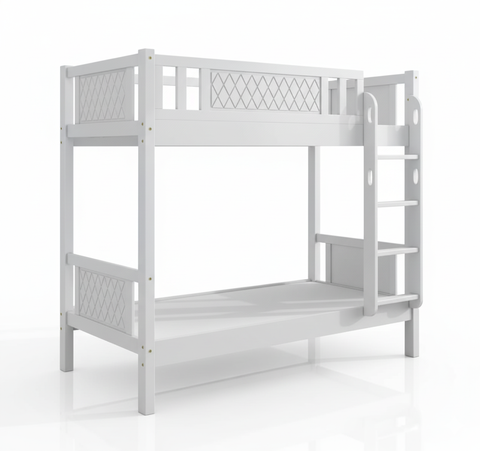 Wooden Bunk Bed for Kids & Teens UAE | Heavy Duty Bunk Bed Frame with Ladder & Safety Guardrail 0.9M