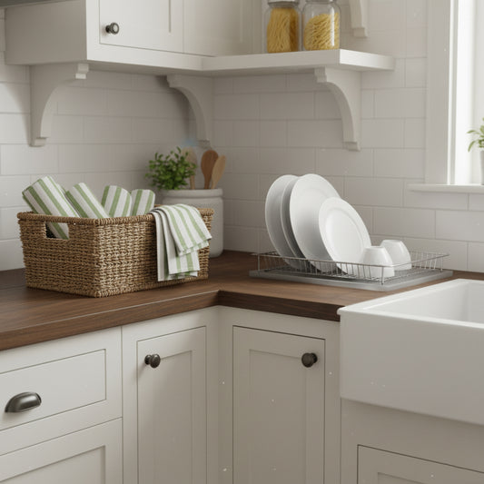 INFINI HOMES Orchard Green Multi Checks Tea Towel Set - Premium Kitchen Towels UAE