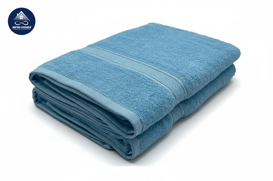 Premium Light Blue Bath Towel Set UAE 500 GSM Cotton 70x140cm Dubai | طقم مناشف حمام أزرق فاتح فاخر الإمارات قطن 500 جرام 70×140سم دبي
