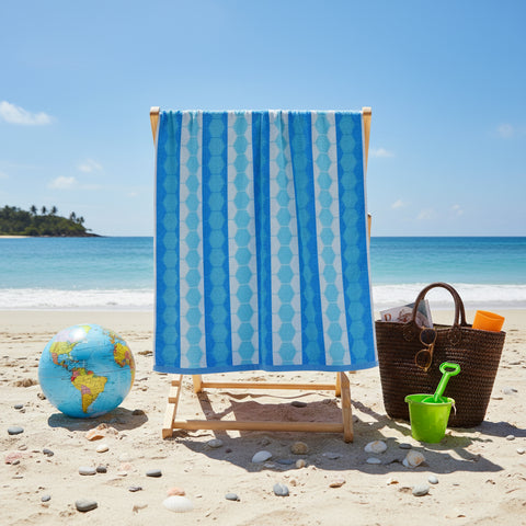 Hexagon Beach Towel UAE Dubai | Modern Geometric Jacquard 86x162cm 390GSM | Contemporary