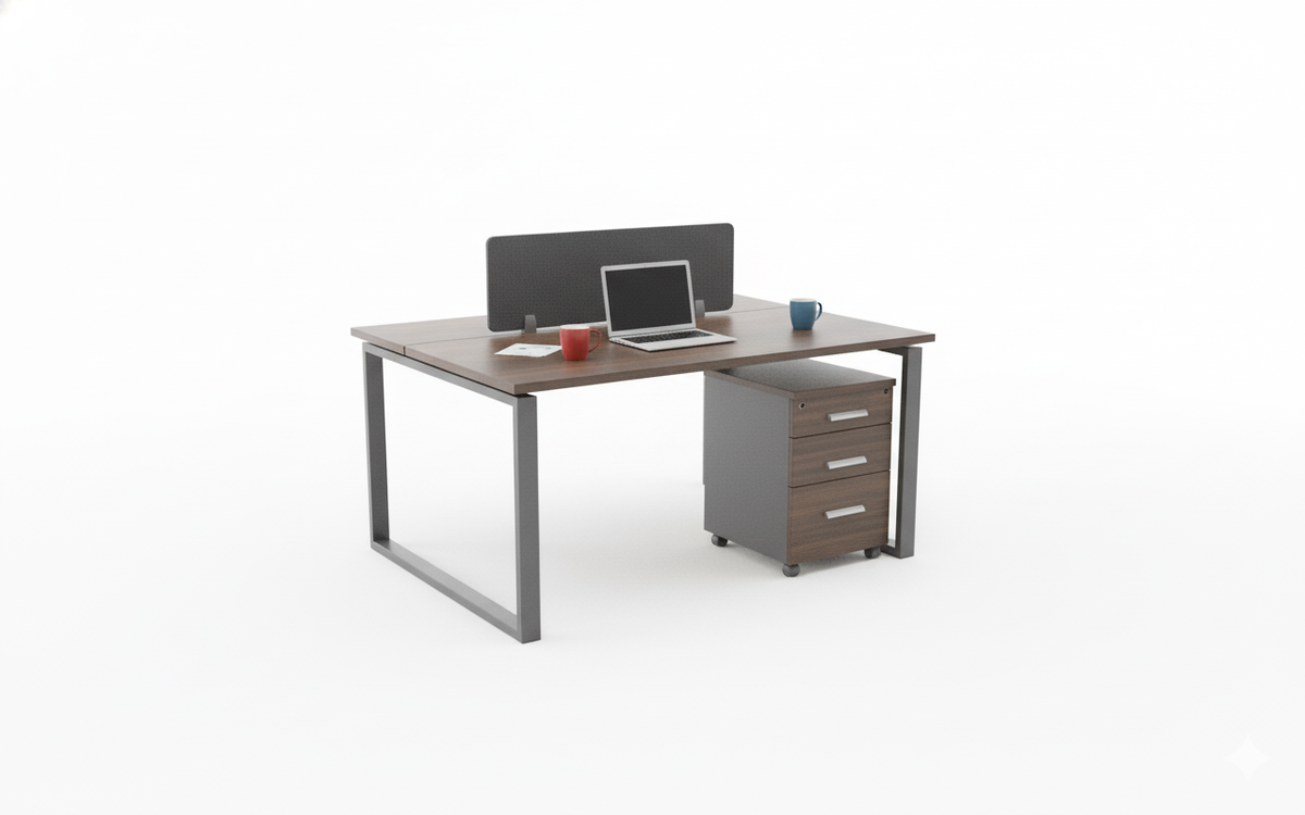 محطة عمل شخصين مع أدراج قاعدية - 120×120 سم | 2 Person Workstation with Pedestal Drawers 120x120cm - INFINI HOMES UAE Office Furniture