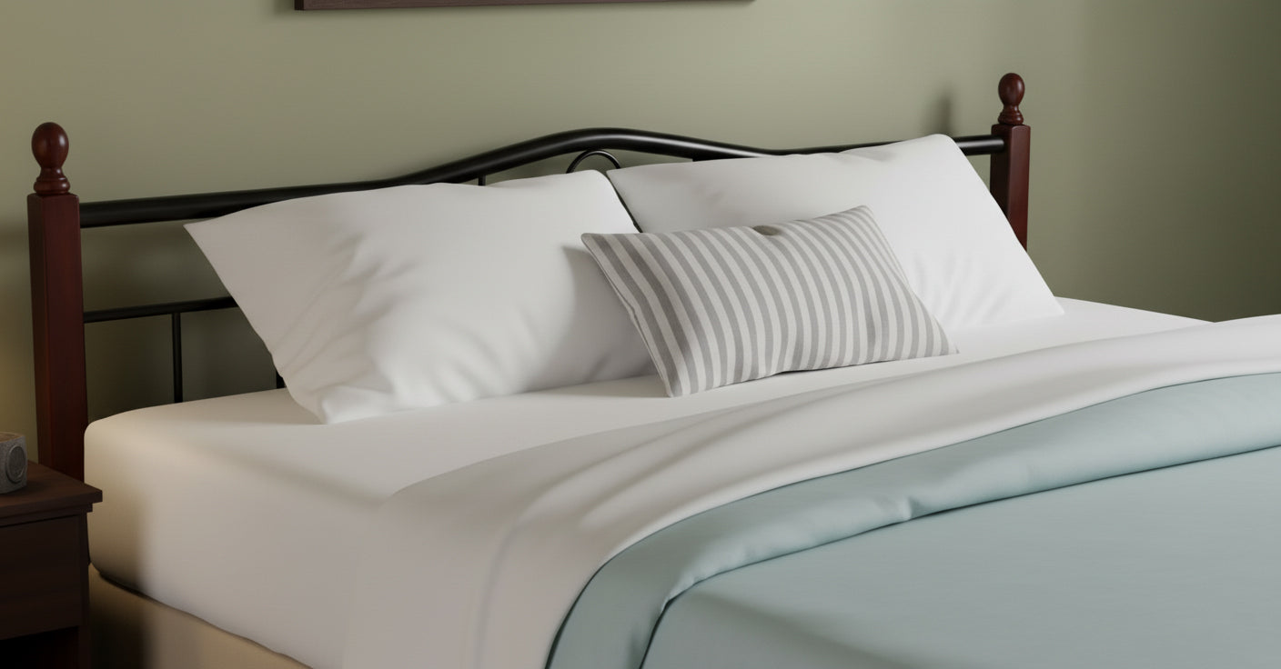 INFINI HOMES Metal Frame Bed with Wooden Legs 190x180cm - Premium Bedroom Furniture UAE