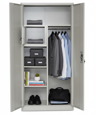INFINI HOMES Metal Wardrobe Cabinet UAE - Lockable Hinged Doors Clothes Rail Cloakroom Dubai Abu Dhabi Sharjah
