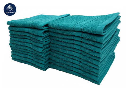 مناشف وجه فيروزية فاخرة 500 جرام قطن - مجموعة 24 قطعة الإمارات دبي | Premium Turquoise Face Towels 500 GSM Cotton - 24 Pack Set UAE Dubai