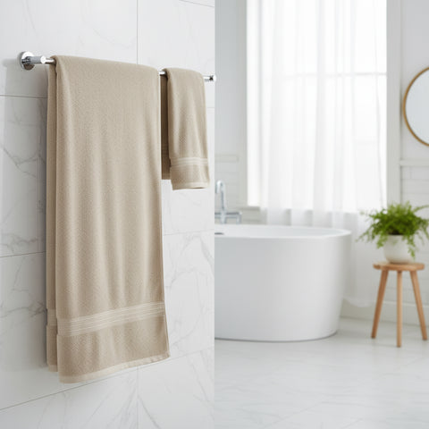 Premium Daffodil Face Towel Set UAE Dubai - 500 GSM Cotton 12 Pack 30x30cm Hotel Quality Dark Beige