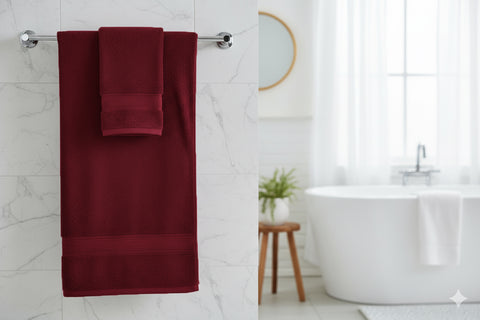 مناشف حمام قطنية فاخرة فوشيا - مجموعة منزلية راقية الإمارات دبي | Luxury Fuchsia Cotton Bath Towels - Premium Home Collection UAE Dubai INFINI HOMES