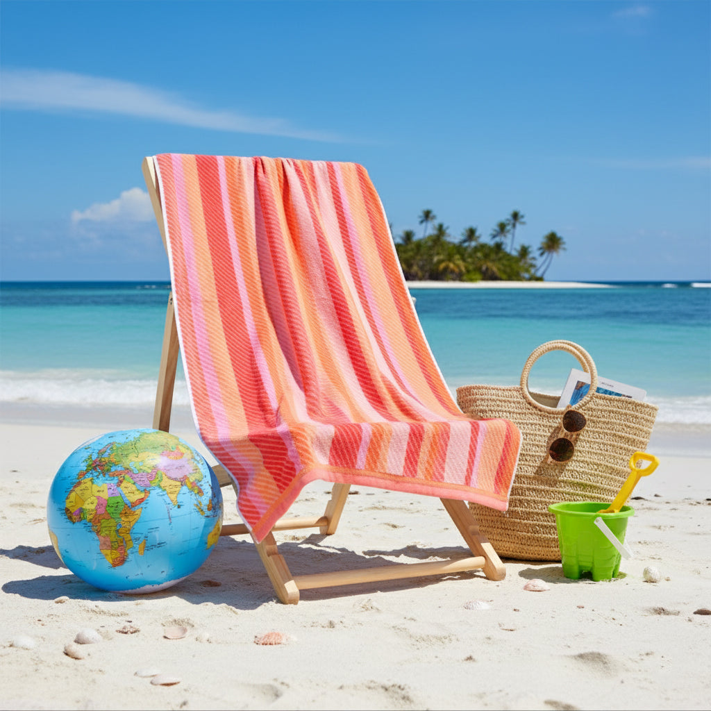 Classic Beach Towel UAE Dubai | Petunia Jacquard 86x162cm 390GSM | Timeless Elegance