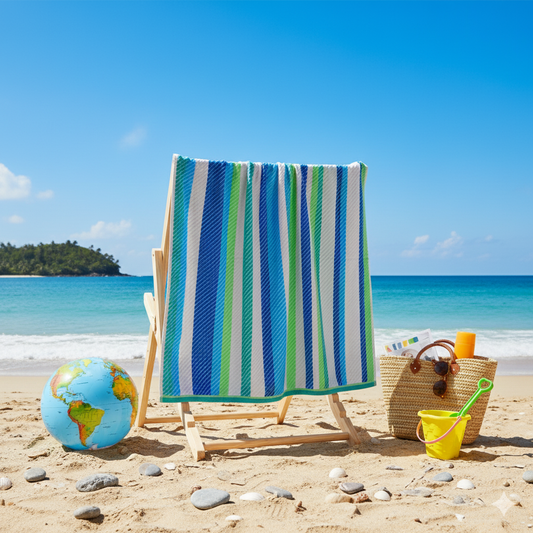 منشفة شاطئ مخططة دبي الإمارات | Striped Beach Towel UAE Dubai | Classic Jacquard Design 86x162cm 390GSM | تصميم كلاسيكي خالد