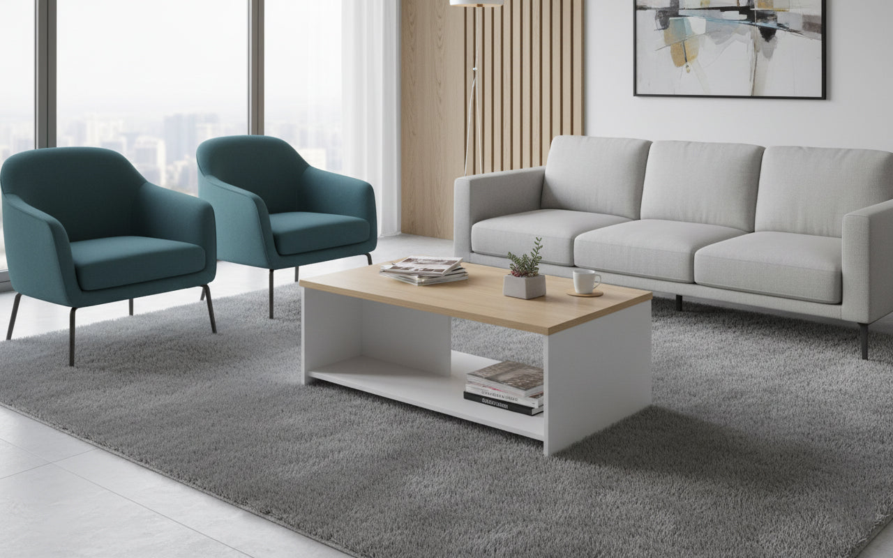 INFINI HOMES Coffee Table UAE - Model BX03-CT120 Oak White 120x60cm Dubai Abu Dhabi Sharjah