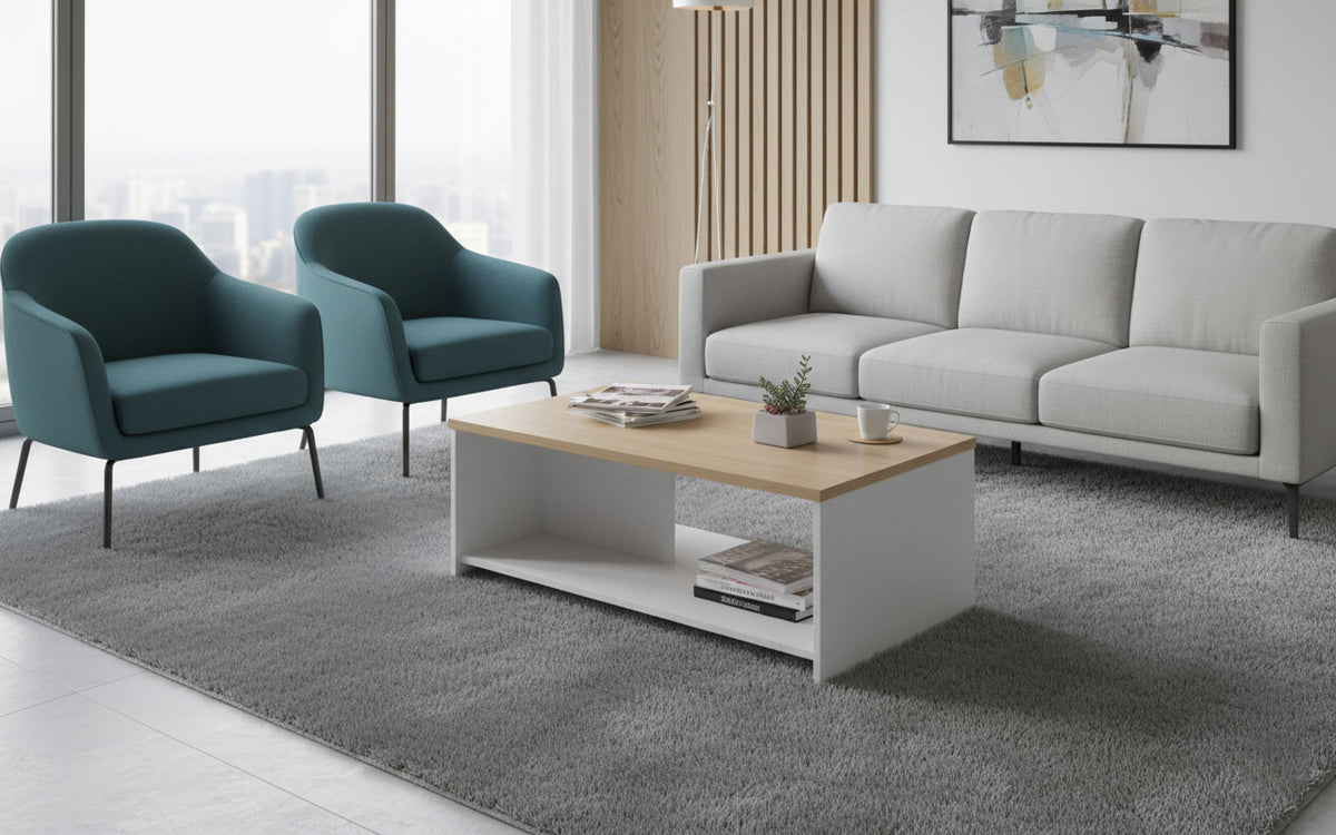 INFINI HOMES Coffee Table UAE - Model BX03-CT120 Oak White 120x60cm Dubai Abu Dhabi Sharjah
