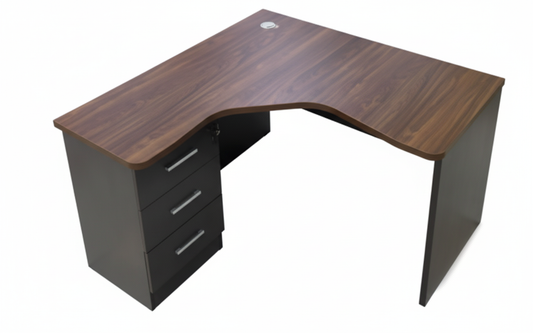 INFINI HOMES L Shape Table UAE - Coffee Brown 140x140cm Fixed Drawer Dubai Abu Dhabi Sharjah