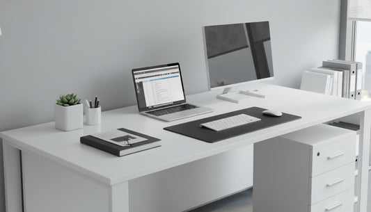 Office Desk 180cm with Metal Legs & Drawer - White Executive Table Dubai UAE