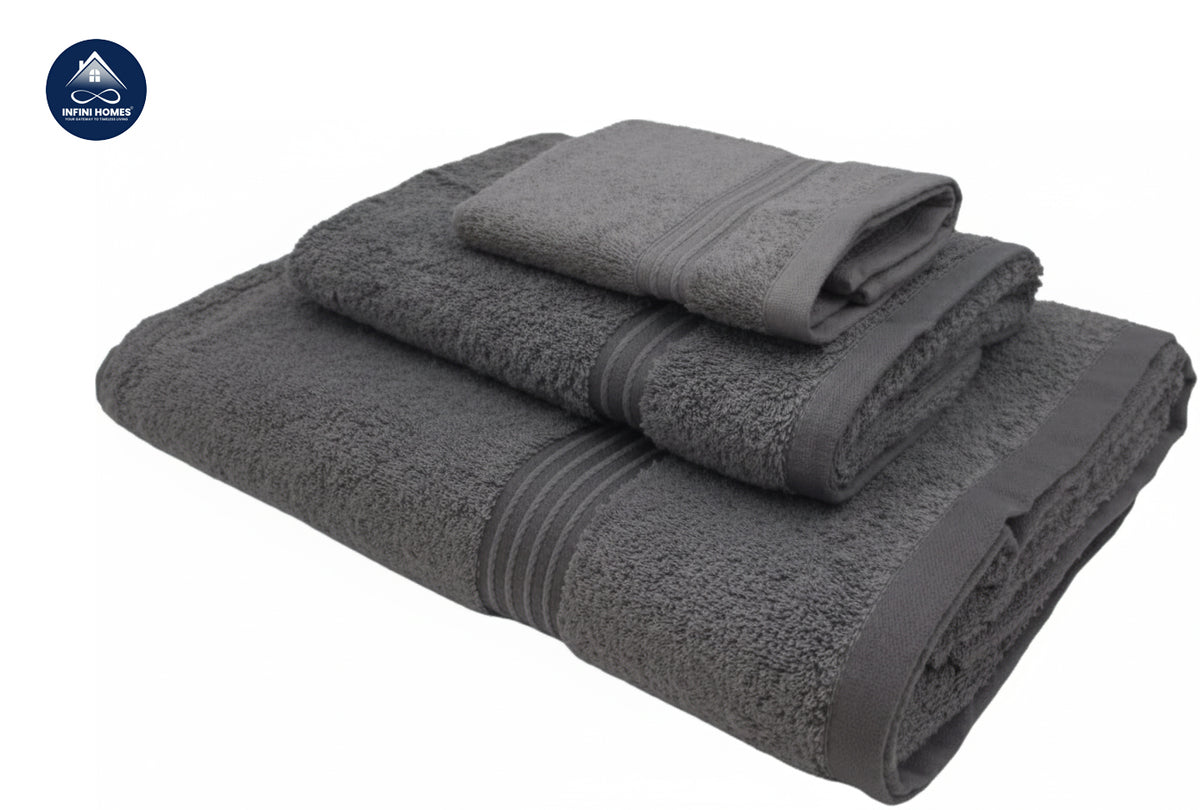 مجموعة مناشف فاخرة فحمية 550 جرام دبي | Premium Charcoal Luxury Towel Set 550 GSM Dubai UAE Hotel Quality Cotton