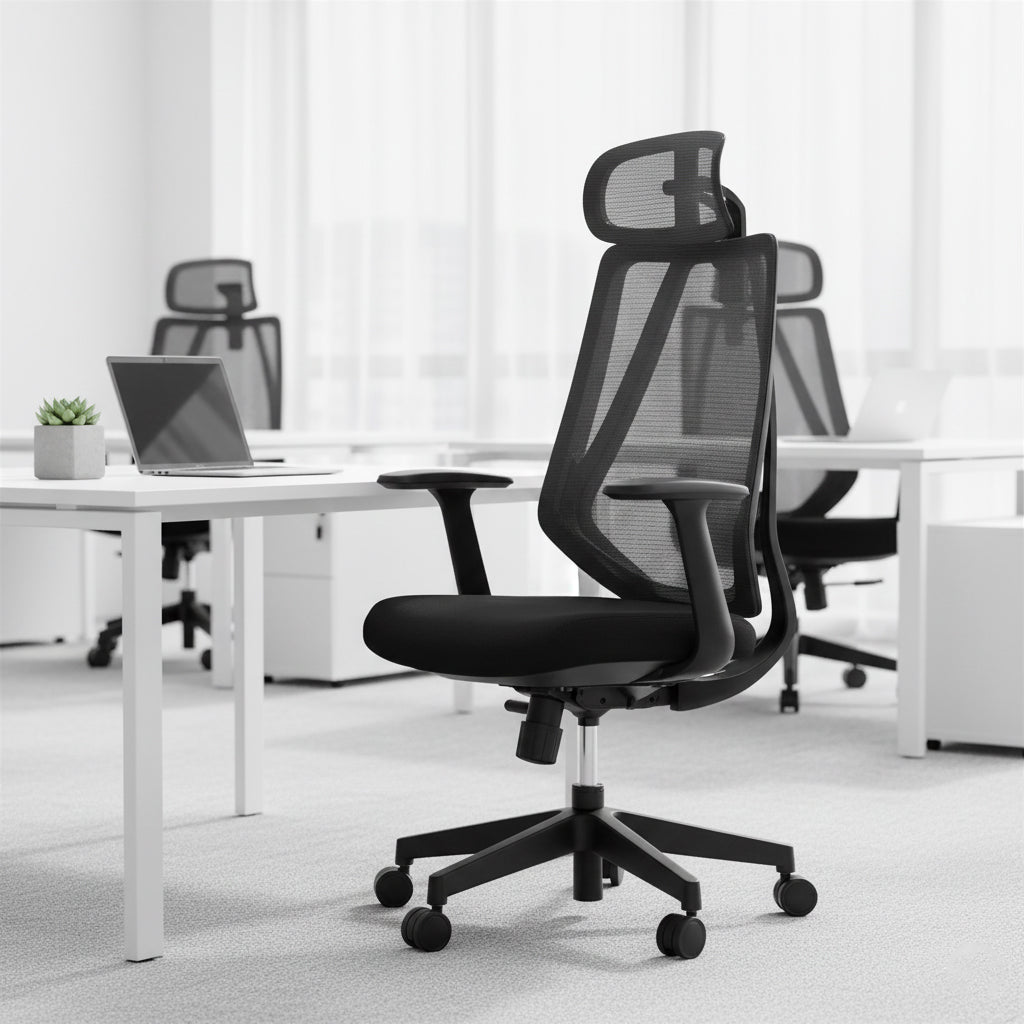 Premium High Mesh Back Office Chair with Headrest & Lumbar Support UAE | FLOWER Series Dubai Abu Dhabi