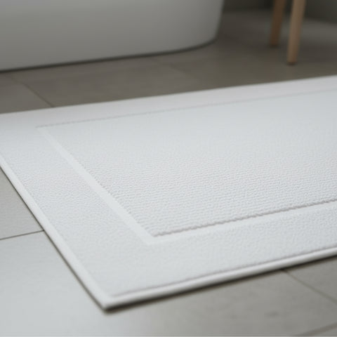 Luxury Iris White Bath Mat 50x80cm UAE - 900 GSM Hotel Spa Quality Dubai Abu Dhabi