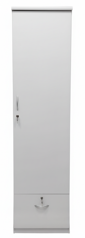 INFINI HOMES Single Door Wooden Wardrobe UAE - White Engineered Wood 1 Drawer Modern Dubai Abu Dhabi Sharjah