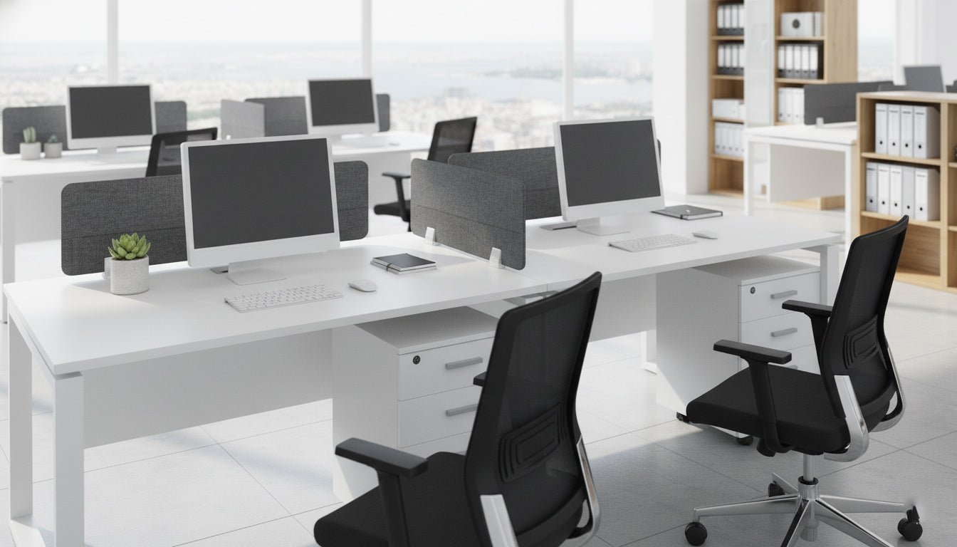 2 Person Office Workstation Desk Dubai UAE | White Line Desk with Drawers 240x60cm