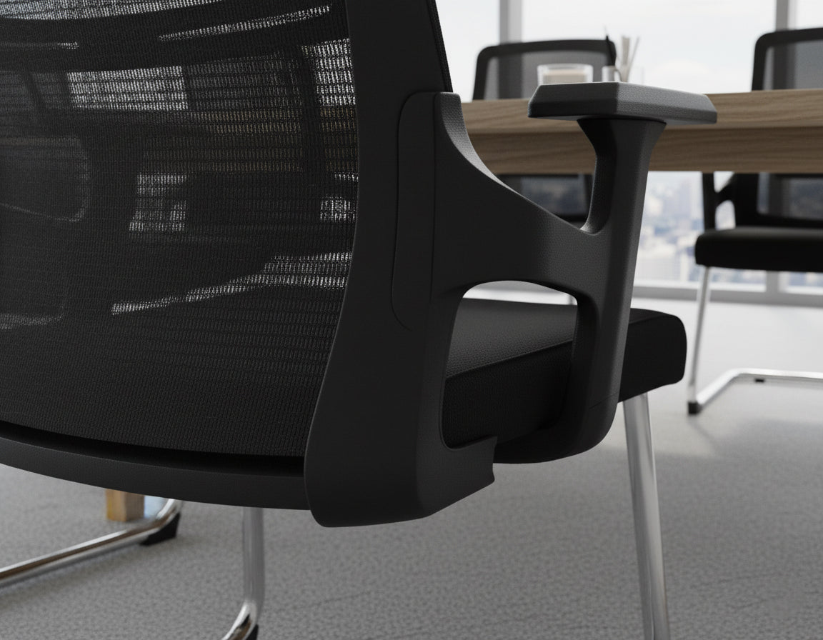 Visitors Chair Mesh - Office Guest Chair UAE | Chrome Cantilever Design