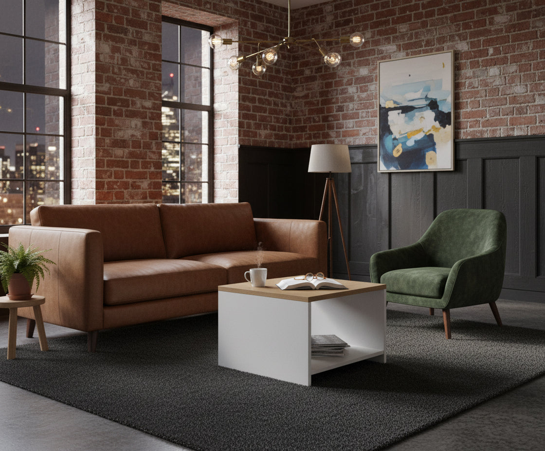 INFINI HOMES Coffee Table UAE - Model BX03-CT40 Oak White 60x60cm Dubai Abu Dhabi Sharjah