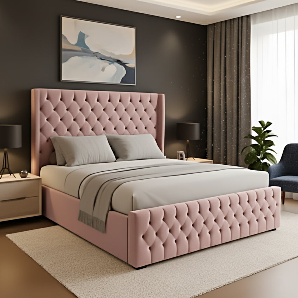 Tufted Upholstered Wooden Bed 90×190cm Single Size | UAE Delivery to Dubai, Abu Dhabi & All Emirates