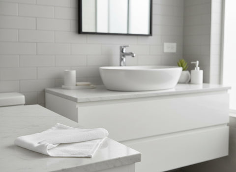 Premium Iris White Luxury Face Towel Set UAE Dubai - 600 GSM Combed Cotton Hotel Spa