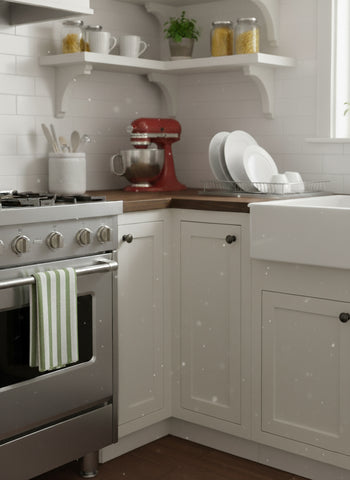 INFINI HOMES Orchard Green Multi Checks Tea Towel Set - Premium Kitchen Towels UAE