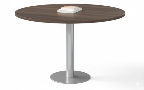 Round Dining Table 120cm Walnut - Chrome Legs | Modern Office & Home Furniture UAE