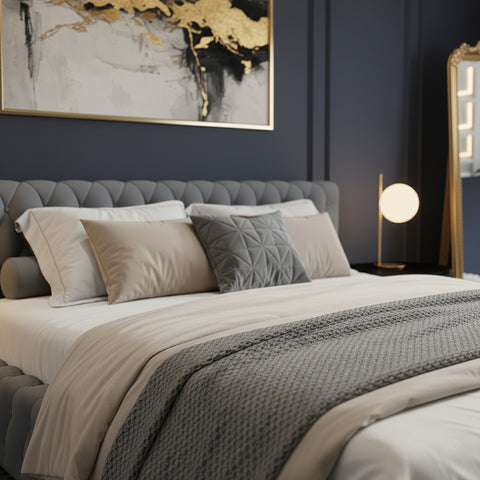 Premium Low-Profile Tufted Upholstered Wooden Bed 150×190cm Double Size | UAE Delivery to Dubai, Abu Dhabi, Sharjah