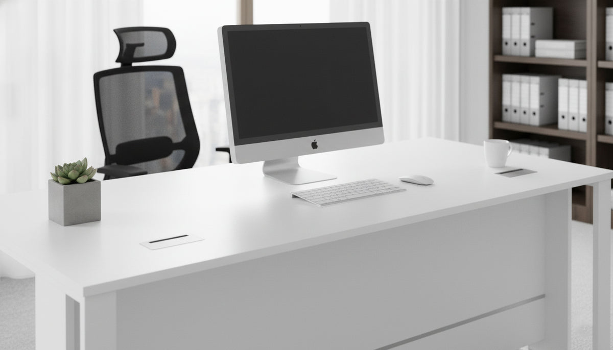 Office Desk with Metal Legs & Drawer 120cm - White | Dubai UAE