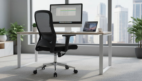 INFINI HOMES Medium Back Mesh Chair UAE - Model Sammy MB BIFMA Certified Adjustable Headrest Dubai Abu Dhabi Sharjah