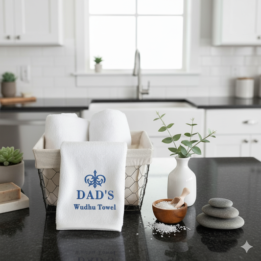 منشفة وضوء مخصصة فاخرة الإمارات - قطن 600 جرام دبي رمضان | Premium Personalized Wudhu Towel UAE - Custom Ramadan 600 GSM Cotton Dubai
