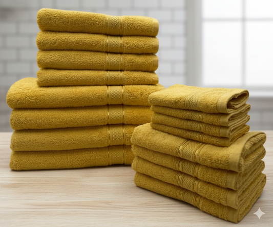 Daffodil Yellow Bath Towels Dubai مناشف حمام صفراء دبي | Premium Cotton Family Set UAE | Luxury Bathroom Accessories Abu Dhabi حمام فاخر أبوظبي