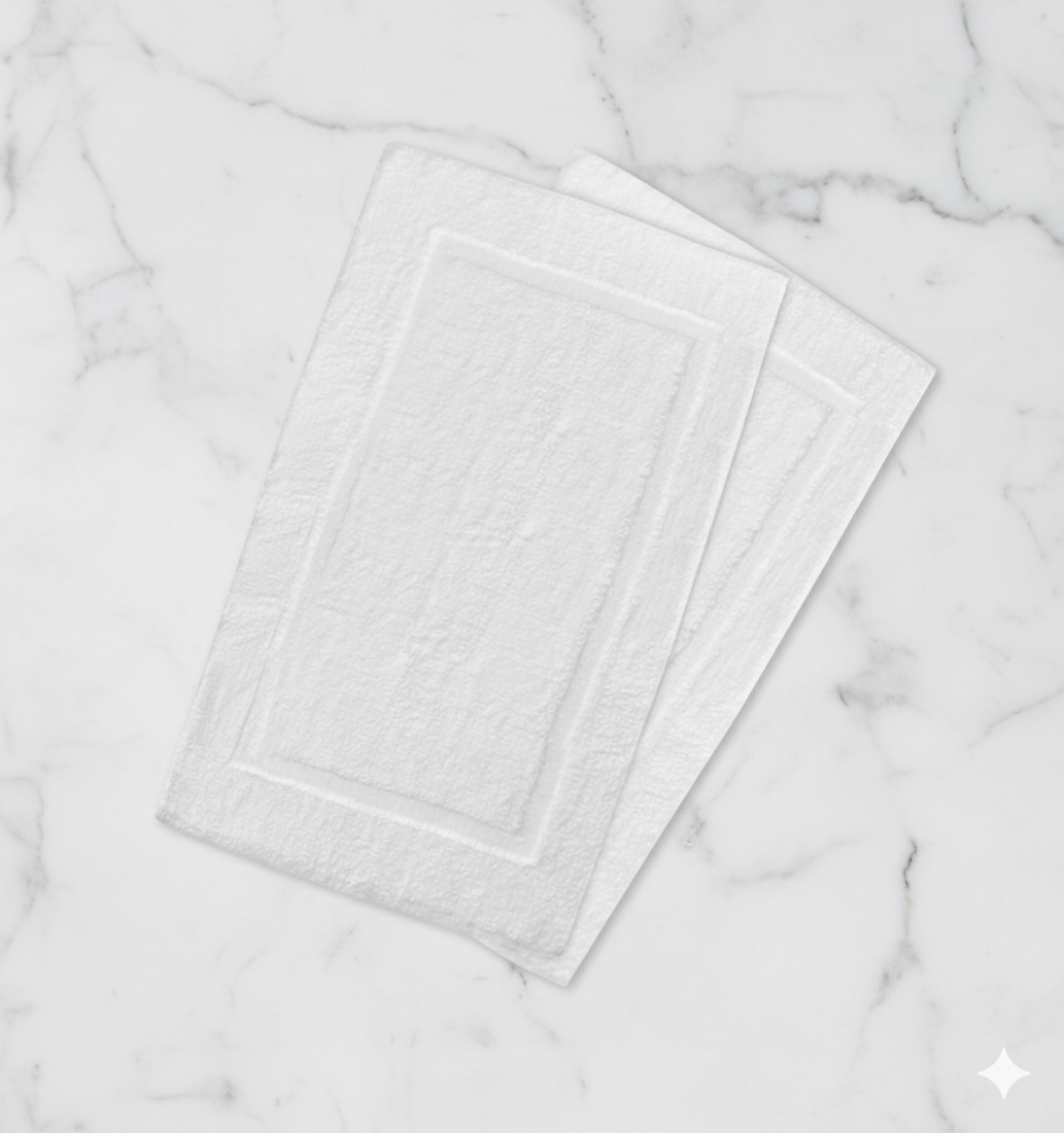 Luxury White Cotton Bath Mat 1000 GSM Premium Quality UAE Dubai Abu Dhabi | سجادة حمام قطنية بيضاء فاخرة ١٠٠٠ جرام جودة عالية الإمارات دبي أبوظبي