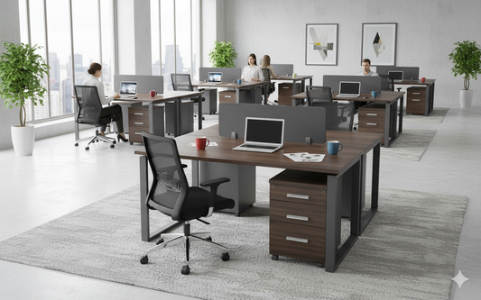 أثاث مكتبي حديث - محطة عمل مزدوجة مع تخزين | Modern Office Furniture - Dual Workstation with Storage - INFINI HOMES Dubai