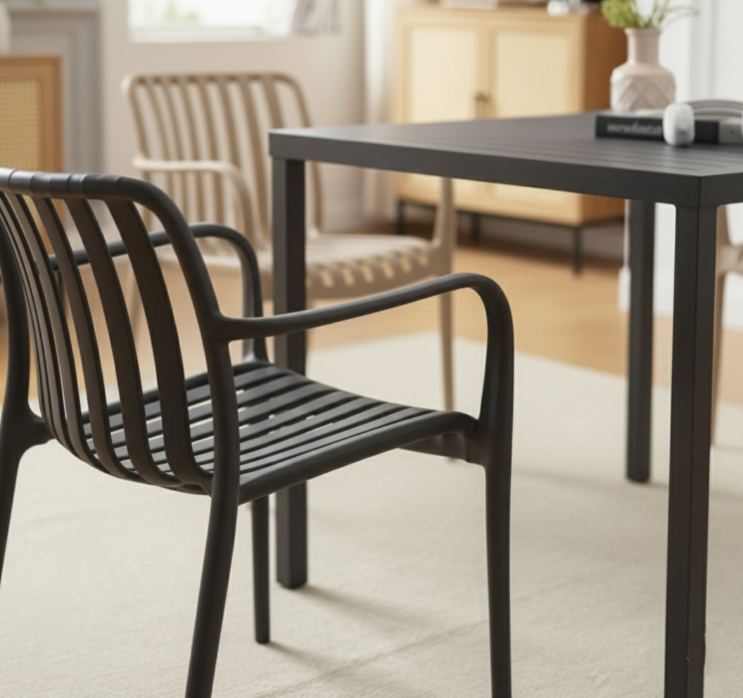 INFINI HOMES Single Dining Chair UAE - Model K827 Black PP Metal Frame 80x80cm Dubai Abu Dhabi Sharjah