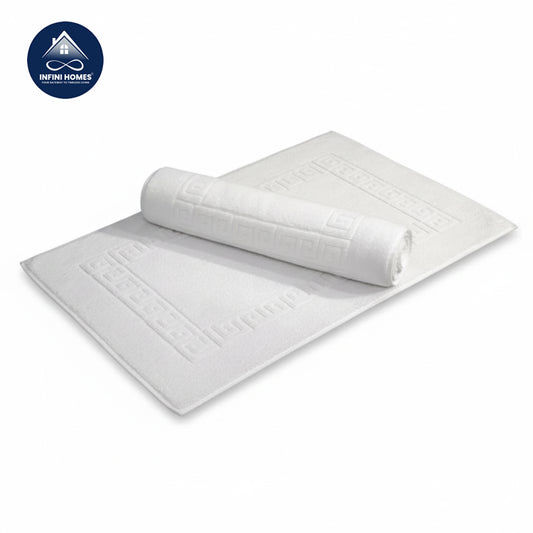 INFINI HOMES Magnolia White Luxury Bath Mat Set UAE - Premium 100% Cotton Hotel Quality 50x80cm | سجادة حمام مغنوليا بيضاء فاخرة - قطن طبيعي 100% جودة فندقية الإمارات