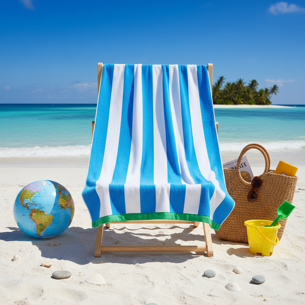 Yarn-Dyed Beach Towel UAE Dubai | Superior Colorfastness Petunia Jacquard 86x162cm 390GSM