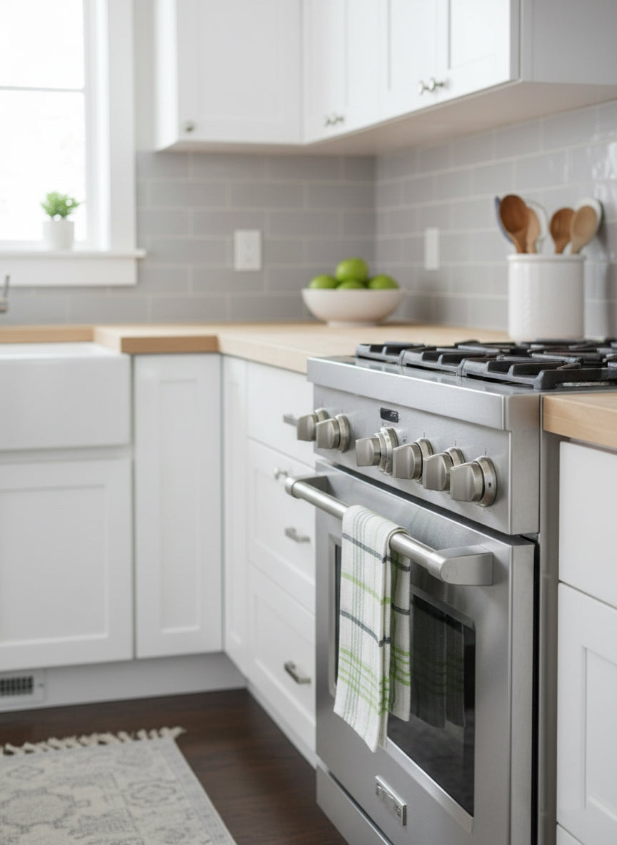 Green Kitchen Towels UAE Set of 6 | Multi Checks Tea Towels 50x70cm Dubai Abu Dhabi | INFINI HOMES