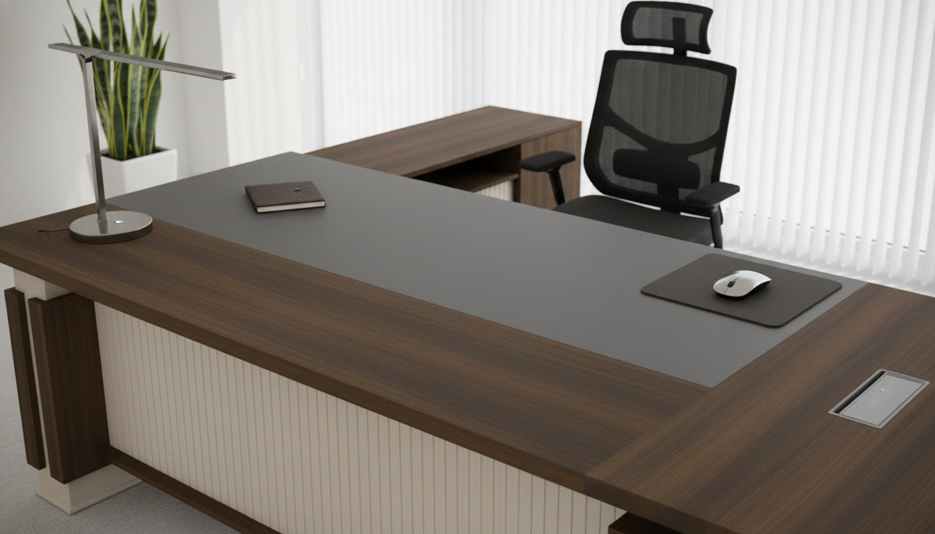 L-Shaped Office Desk 220x220cm with Mobile Drawer - Premium Executive Table UAE | INFINI HOMES