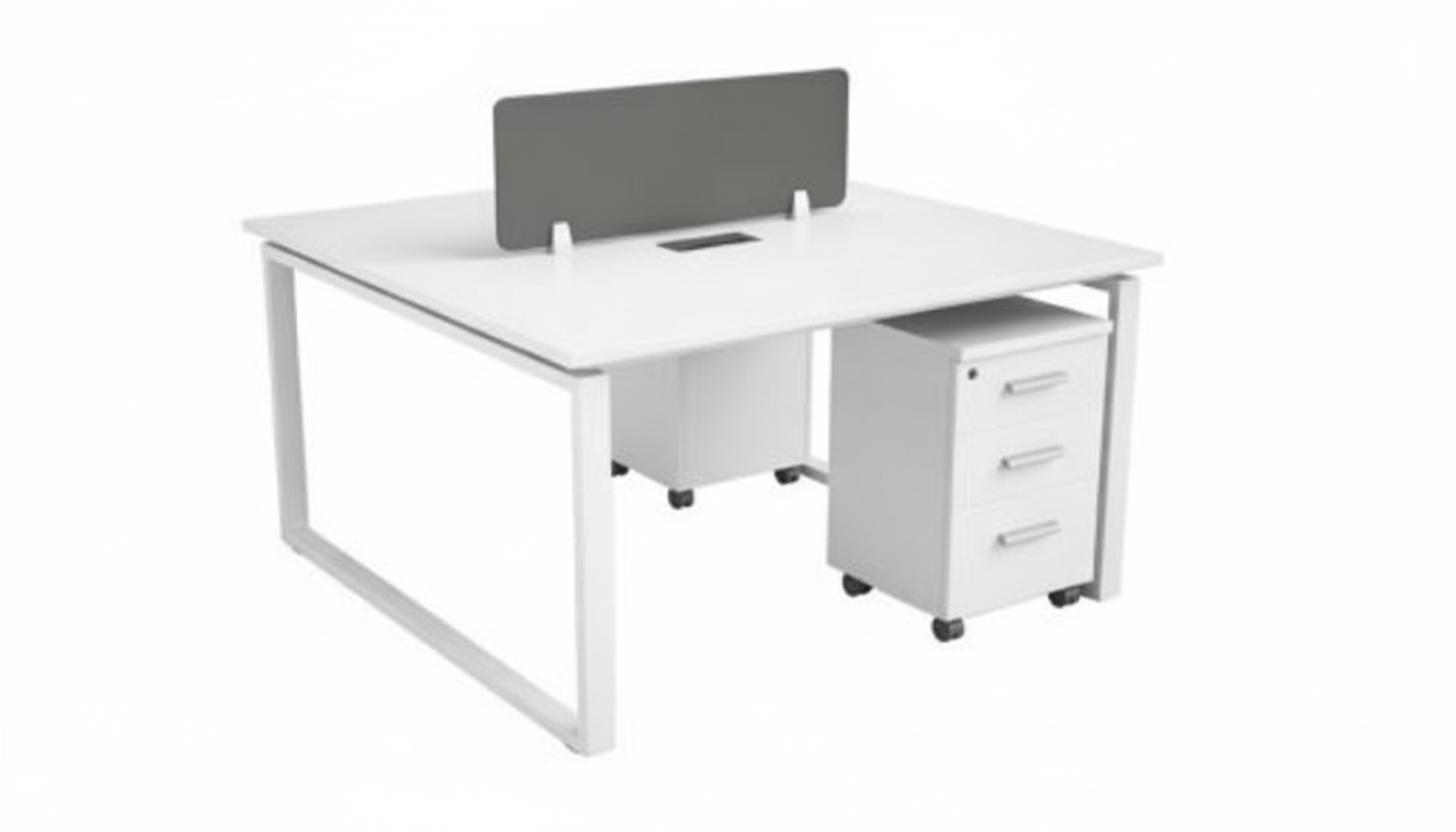 2 Person Office Workstation Desk with Drawers Dubai UAE | 120x120cm White Workstation