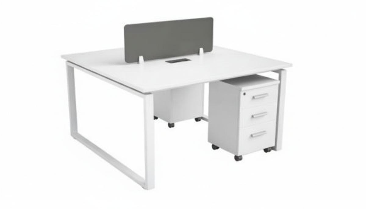 2 Person Office Workstation Desk with Drawers Dubai UAE | 120x120cm White Workstation