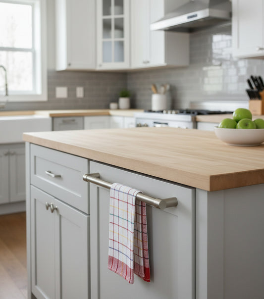 Orchard Blue Red Kitchen Towels UAE Set of 3 | Luxury Multi Checks 50x70cm Dubai Abu Dhabi | INFINI HOMES