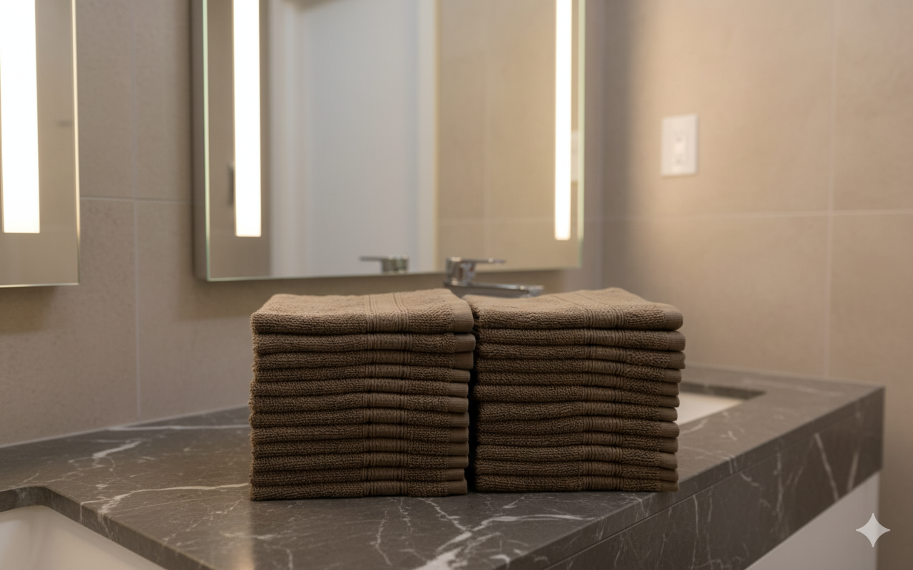 Daffodil Natural Cotton Face Towel Collection Dark Beige UAE Dubai 500 GSM Premium Quality | مجموعة مناشف وجه دافوديل قطن طبيعي بيج داكن الإمارات دبي 500 جرام جودة فاخرة
