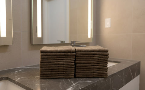 Premium Daffodil Dark Beige Face Towel Set UAE Dubai - 500 GSM Cotton 24 Pack Natural